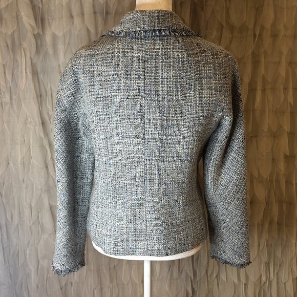 BCBG Max Azria Steel Blue Tweed Jacket - Picture 4 of 9